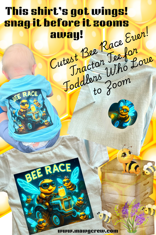 Buzzin’ Bee Race Toddler Tee – Cute Tractor Shirt for Little Zoomers!