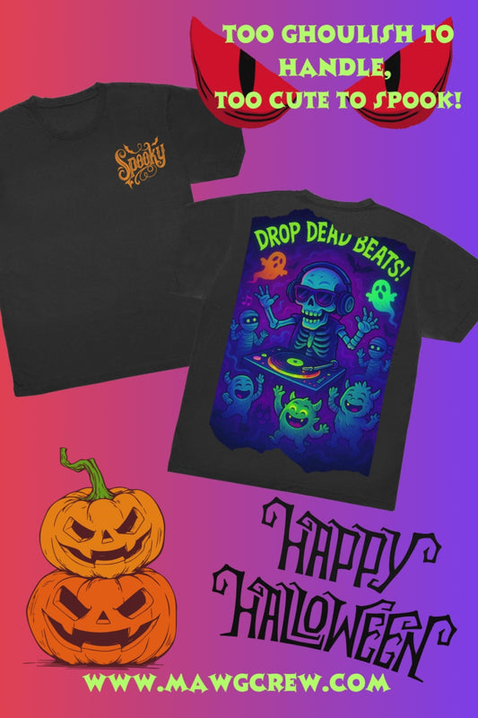 Drop Dead Beats" Kids Halloween DJ Skeleton T-Shirt